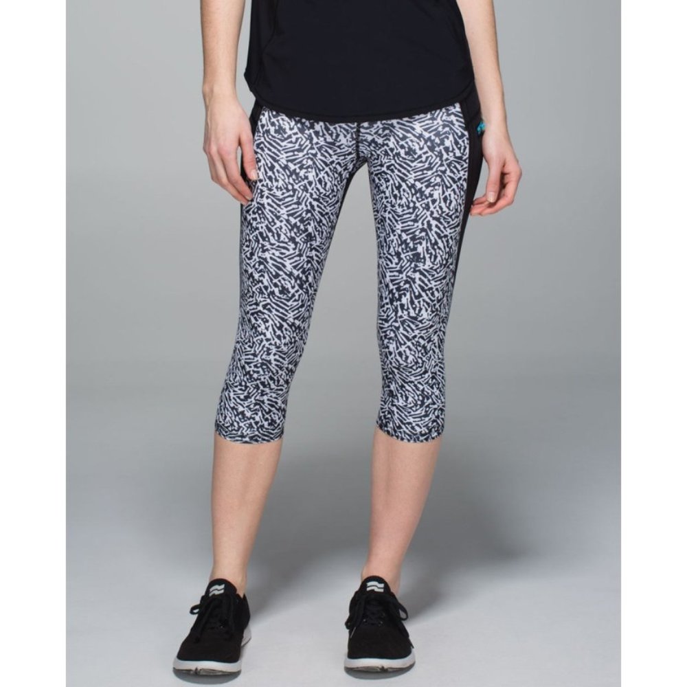 Lulu Top Speed Crops Animal Print Skinny Running Exercise Yoga Colorblock Tights
